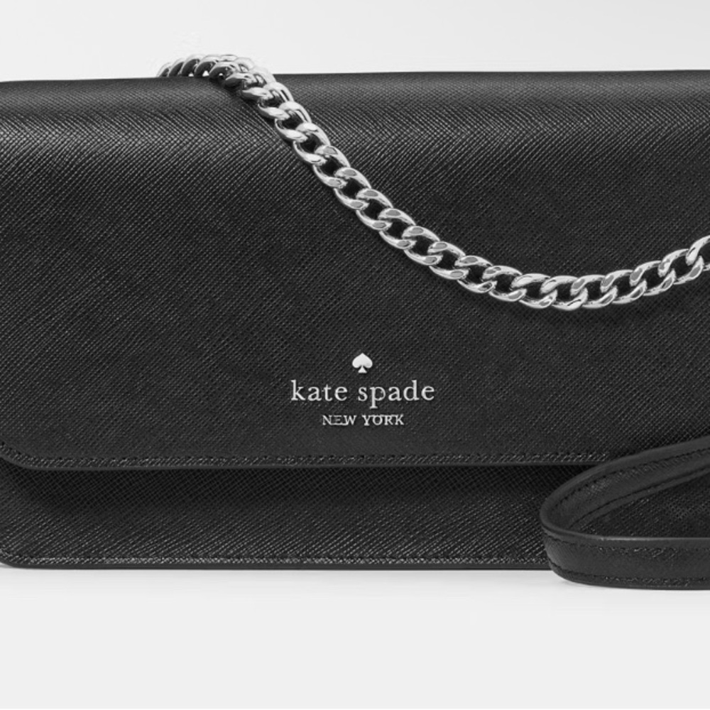 Kate Spade Madison Willow Mini Crossbody Black with Silver Chain NWT - Picture 1 of 14